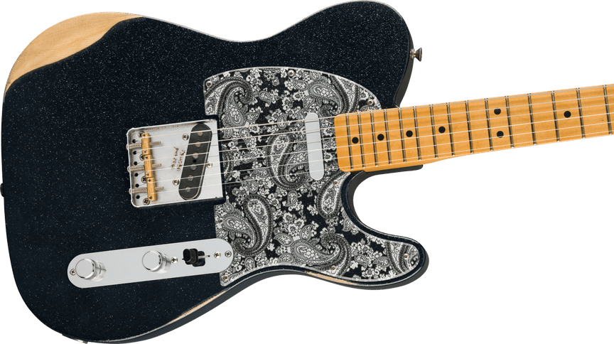 Fender Brad Paisley Road Worn Telecaster, Maple Fingerboard, Black Sparkle