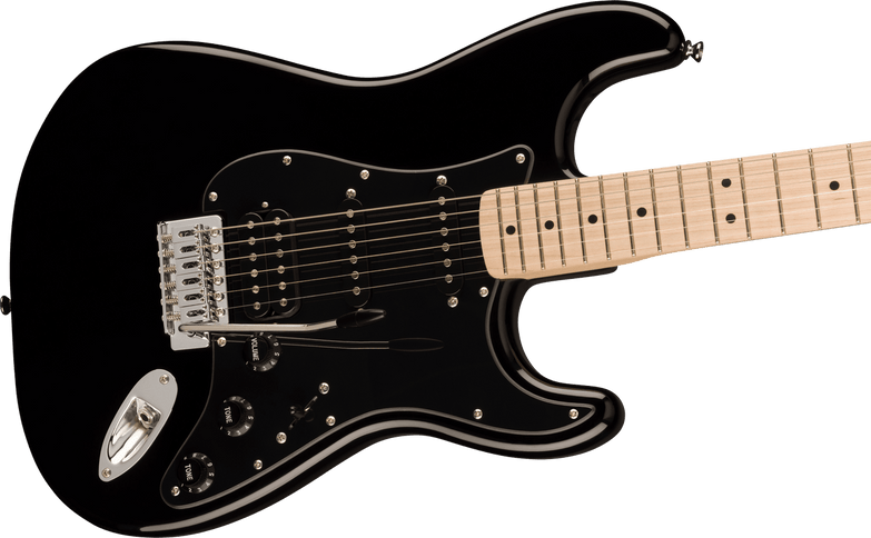 Squier Sonic Stratocaster HSS, Maple Fingerboard, Black Pickguard, Black