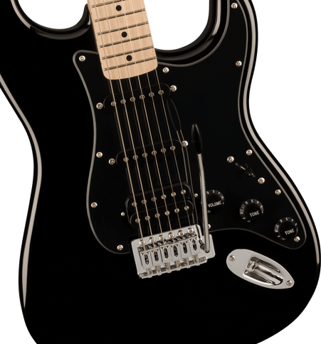 Squier Sonic Stratocaster HSS, Maple Fingerboard, Black Pickguard, Black