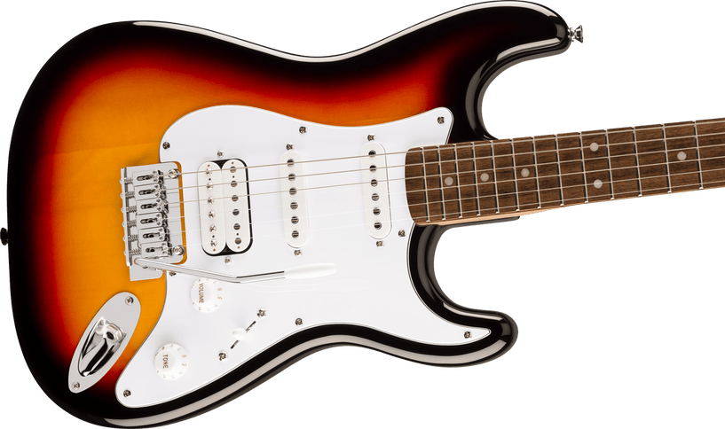 Squier Affinity Series Stratocaster Junior HSS, Laurel Fingerboard, White Pickguard, 3-Color Sunburst