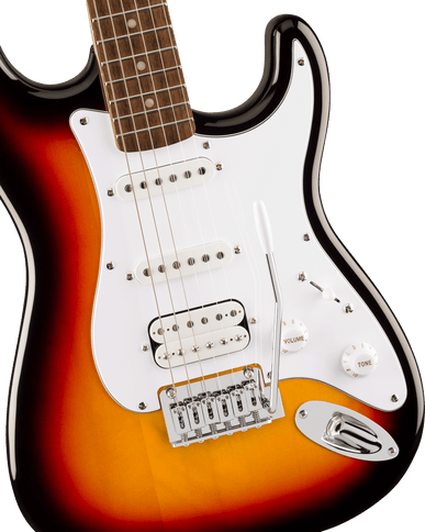 Squier Affinity Series Stratocaster Junior HSS, Laurel Fingerboard, White Pickguard, 3-Color Sunburst