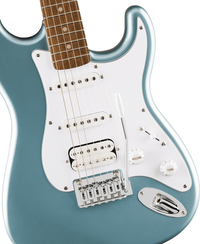 Squier Affinity Series Stratocaster Junior HSS, Laurel Fingerboard, White Pickguard, Ice Blue Metallic