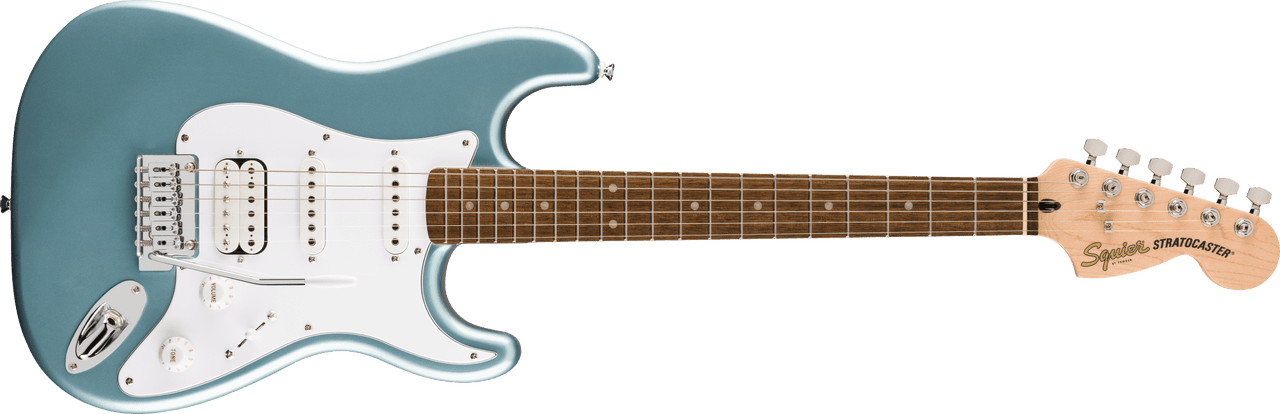 Squier Affinity Series Stratocaster Junior HSS, Laurel Fingerboard, White Pickguard, Ice Blue Metallic