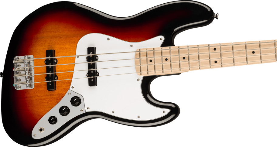 Squier Affinity Series Jazz Bass, Maple Fingerboard, White Pickguard, 3-Color Sunburst