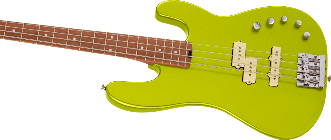 Charvel Pro-Mod San Dimas Bass PJ IV, Caramelized Maple Fingerboard, Lime Green Metallic
