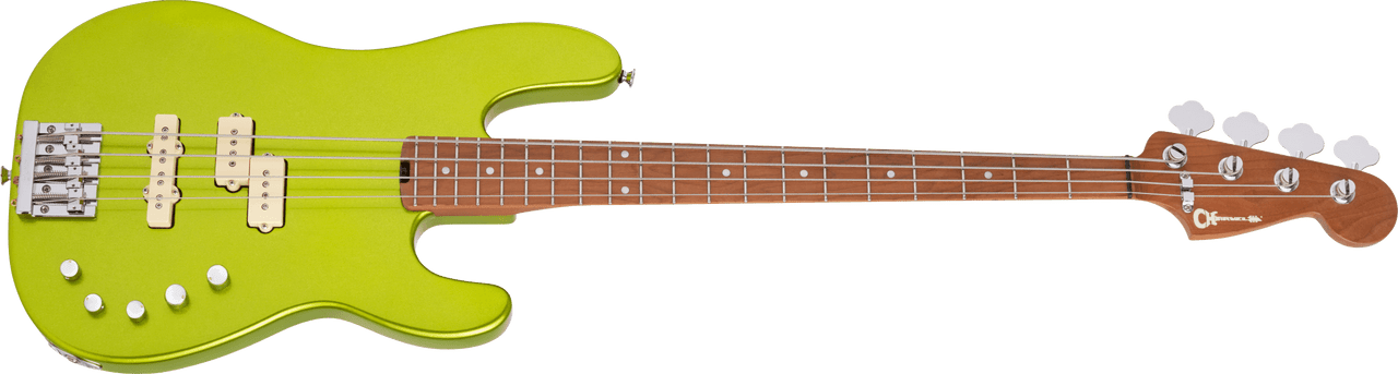 Charvel Pro-Mod San Dimas Bass PJ IV, Caramelized Maple Fingerboard, Lime Green Metallic