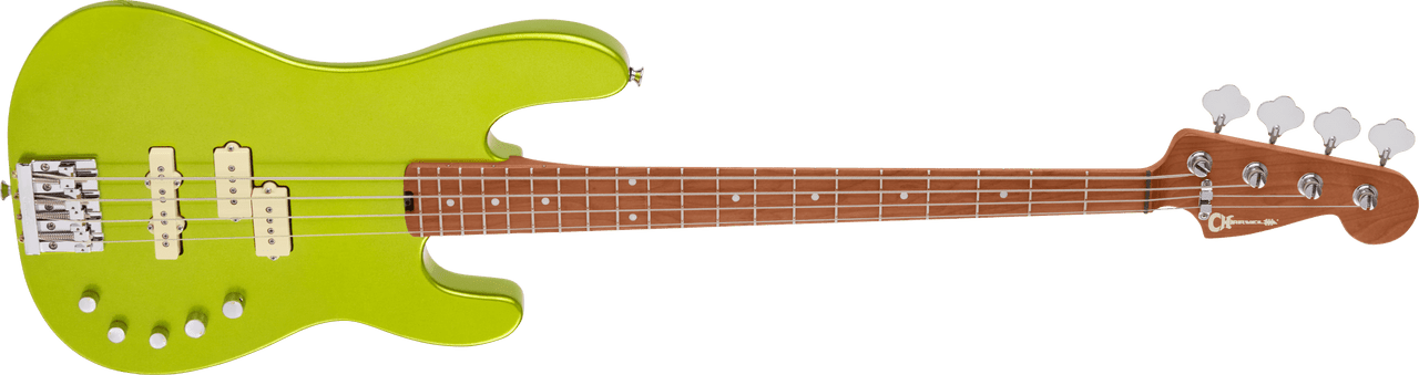 Charvel Pro-Mod San Dimas Bass PJ IV, Caramelized Maple Fingerboard, Lime Green Metallic