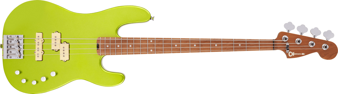 Charvel Pro-Mod San Dimas Bass PJ IV, Caramelized Maple Fingerboard, Lime Green Metallic