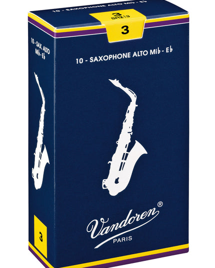 Vandoren SR213 Alto Saxophone Traditional Reeds Strength #3. (Box of 10)