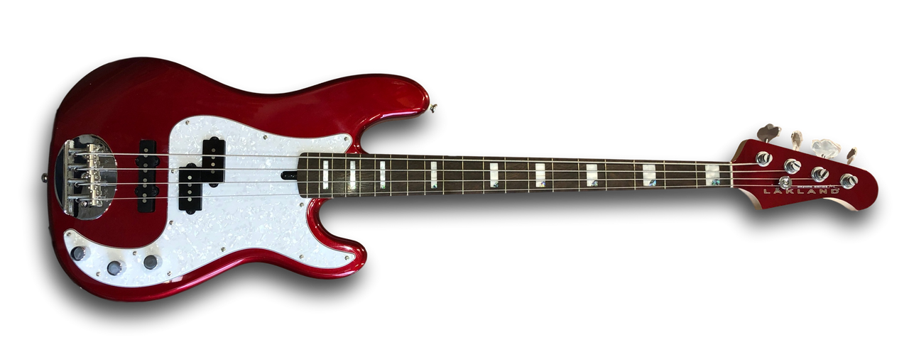 Lakland Skyline 44-64 Custom P&JCandy Apple red w/tortoise shell pickguard, Rosewood FB