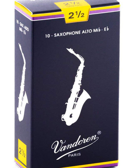 Vandoren SR2125 Alto Saxophone Traditional Reeds Strength #2.5. (Box of 10)