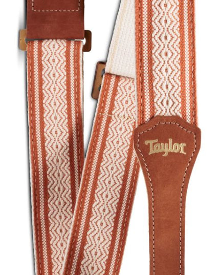 Taylor 4014-20 Taylor Academy Strap,Wht/Brn,Jacquard Cotton,2" Amber Buckle