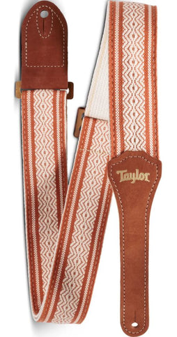 Taylor 4014-20 Taylor Academy Strap,Wht/Brn,Jacquard Cotton,2" Amber Buckle