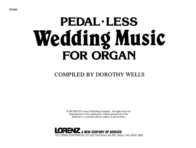 Pedal-less: Wedding Music For Organ