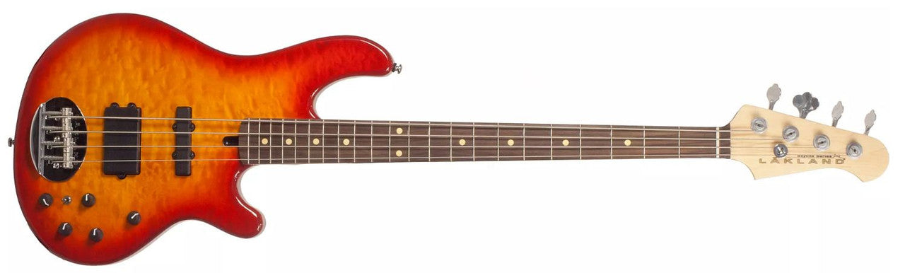 Lakland 44-02 Deluxe, Satin Cherry Sunburst, Roasted Maple neck, Rosewood FB