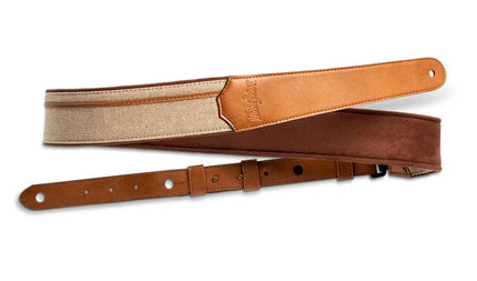 Taylor 4203-25 Taylor Vegan Leather Strap, Tan w/Natural Textile,2.5",Embossed Logo