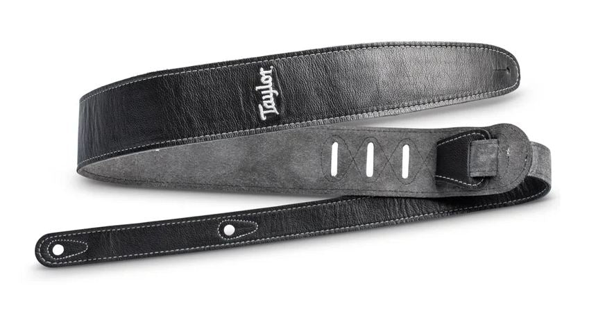 Taylor 4102-25 Taylor Strap,Black Leather,Suede Back,2.5" Black Leather,Silver Logo