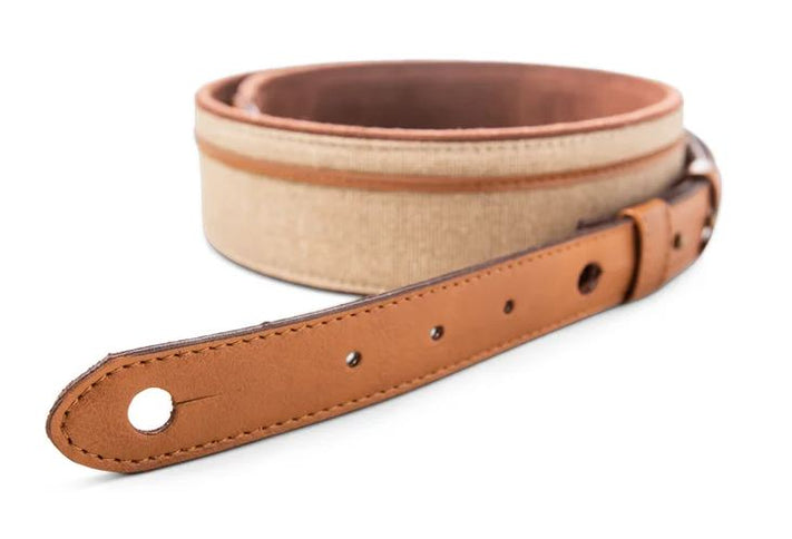 Taylor 4203-25 Taylor Vegan Leather Strap, Tan w/Natural Textile,2.5",Embossed Logo