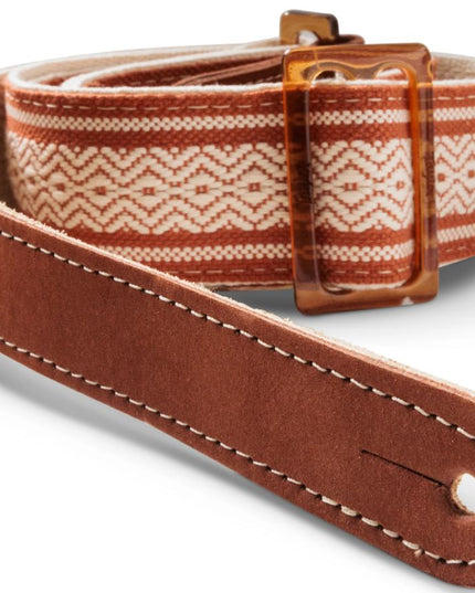 Taylor 4014-20 Taylor Academy Strap,Wht/Brn,Jacquard Cotton,2" Amber Buckle