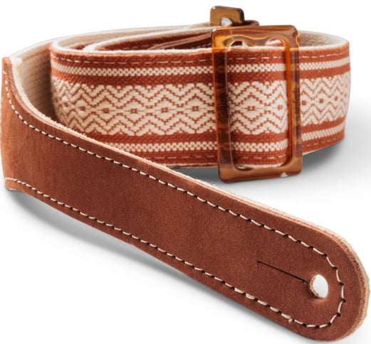 Taylor 4014-20 Taylor Academy Strap,Wht/Brn,Jacquard Cotton,2" Amber Buckle