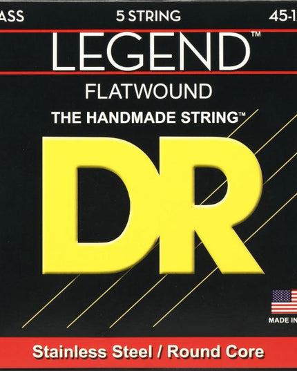 DR Strings FL5-45 LEGEND - Polished Flatwound Stainless Steel Bass Strings: 5-String Medium 45-125