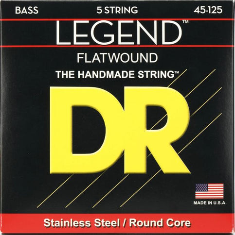 DR Strings FL5-45 LEGEND - Polished Flatwound Stainless Steel Bass Strings: 5-String Medium 45-125