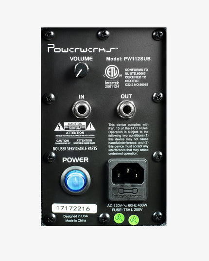 Powerwerks PW112SUB 400W 12" Powered Subwoofer