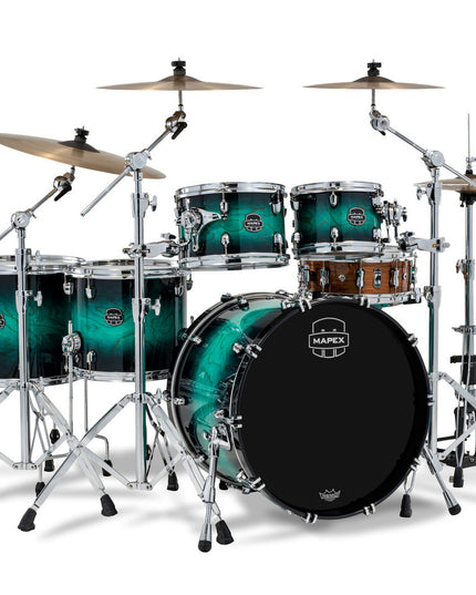 Mapex Saturn VI Studioease 5 Piece Shell Pack Without Snare Marine Teal Burst