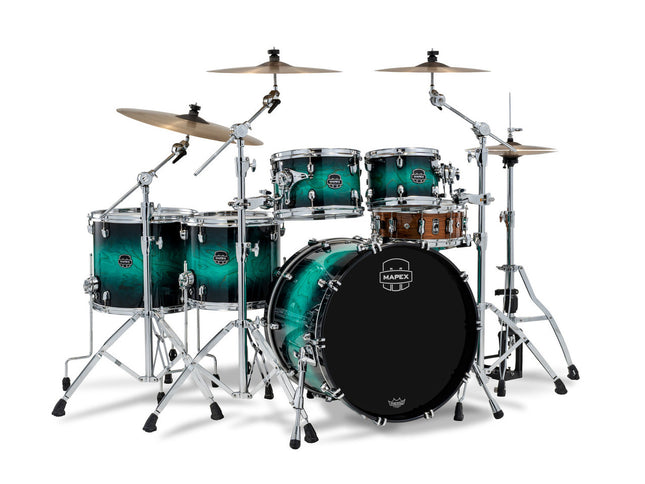 Mapex Saturn VI Studioease 5 Piece Shell Pack Without Snare Marine Teal Burst