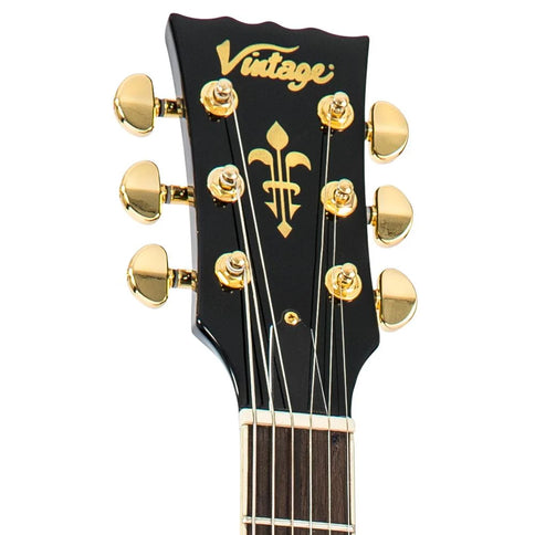 Vintage V100PBB V100P Reissued Electric Guitar Boulevard Black