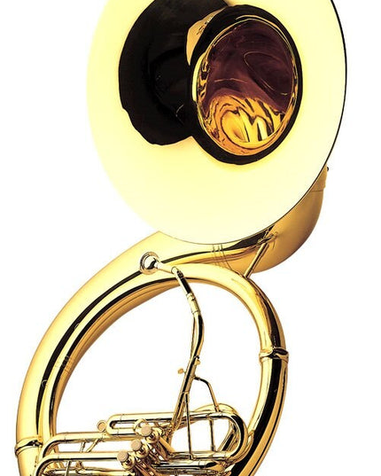 Yamaha YSH411 Brass Sousaphone; key of BBb; 3 front action pistons; .728" bore; 26" yellow brass bell; 67C4 mouthpiece