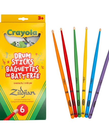 Zildjian ZKIDS PACK, 6 DRUMSTICKS + PAD, CRAYOLA