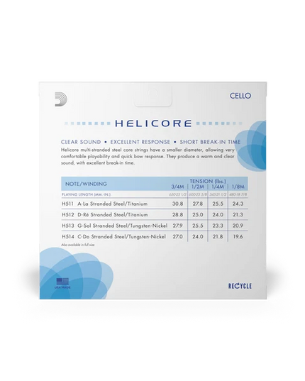 D'ADDARIO H5101/2M D'Addario Helicore Cello String Set, 1/2 Scale, Medium Tension