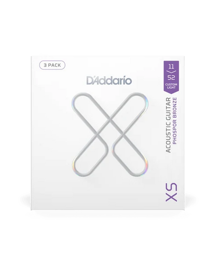 D'ADDARIO XSAPB1152 11-52 Custom Light, XS Phosphor Bronze Coated Acoustic Guitar Strings