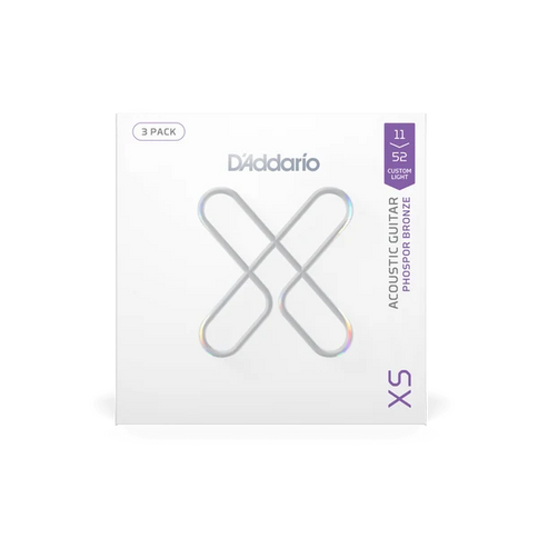 D'ADDARIO XSAPB1152 11-52 Custom Light, XS Phosphor Bronze Coated Acoustic Guitar Strings