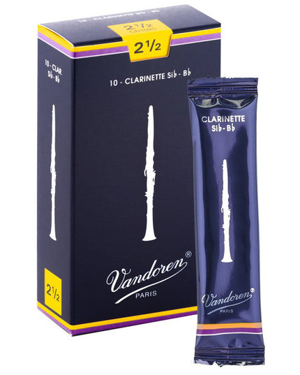 Vandoren CR1025 Bb Clarinet Traditional Reeds Strength #2.5. (Box of 10)