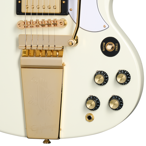 Epiphone 1963 Les Paul SG Custom Maestro Vibrola Electric Guitar Classic White VOS