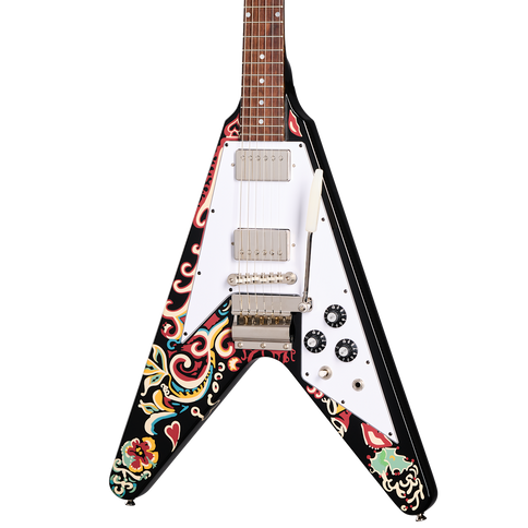 Jimi Hendrix "Love Drops" Flying V Ebony Electric Guitar