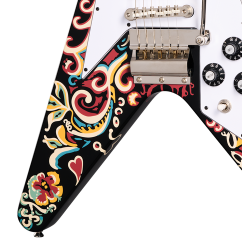Jimi Hendrix "Love Drops" Flying V Ebony Electric Guitar