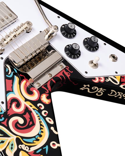 Jimi Hendrix "Love Drops" Flying V Ebony Electric Guitar