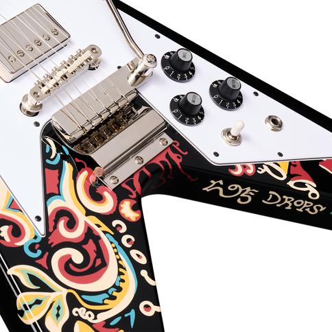 Jimi Hendrix "Love Drops" Flying V Ebony Electric Guitar