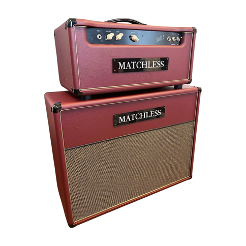 Matchless 30/15 Head and ESD212 Cab Burgandy/Gold Amp Stack