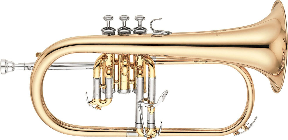 Yamaha YFH-631G Professional Flugelhorn; key of Bb; clear epoxy lacquer; .433" bore; 6" gold brass bell; monel alloy pistons; vertical valve slides; FHC-6310 case; 11F4 mouthpiece